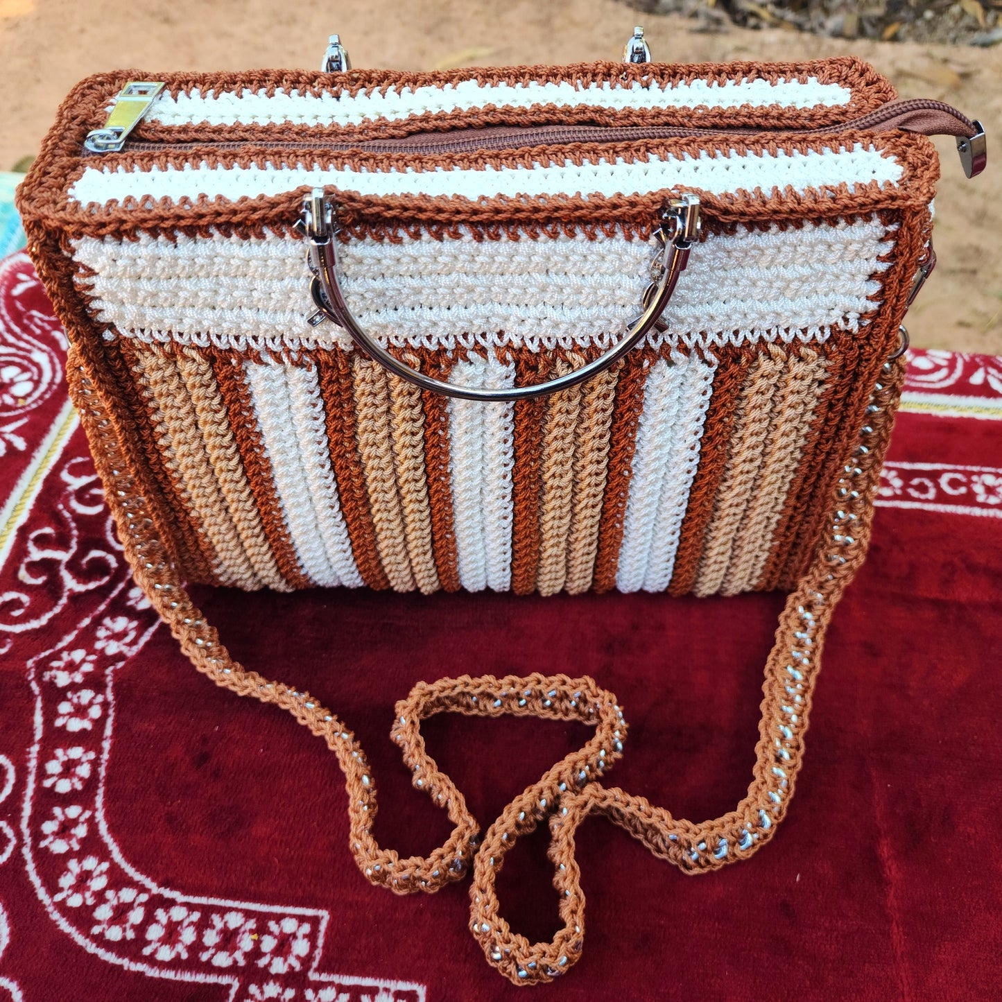 White with Dark and Light Brown