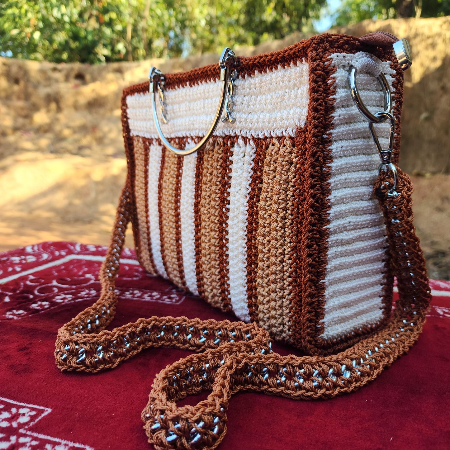 White with Dark and Light Brown