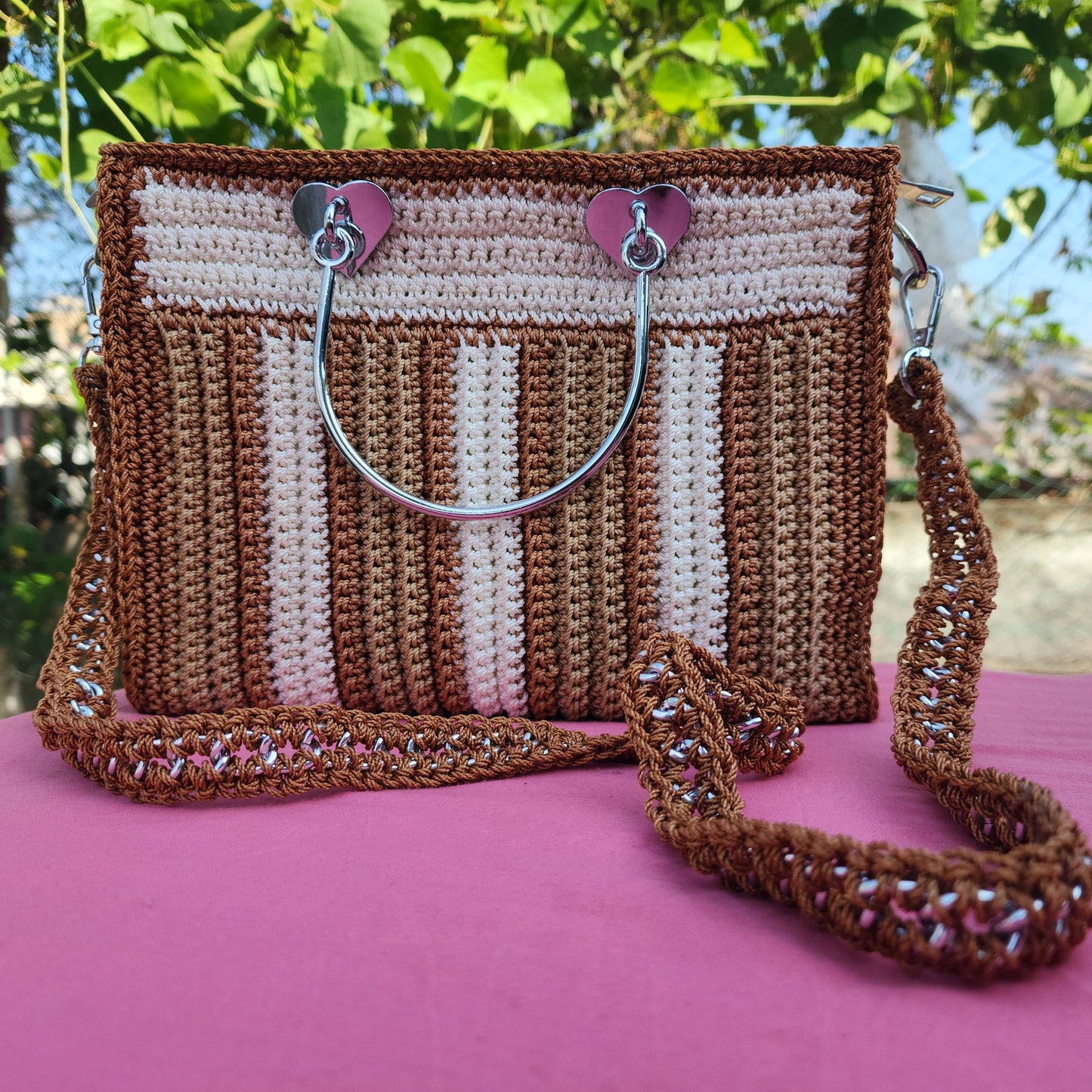 White with Dark and Light brown in love frame