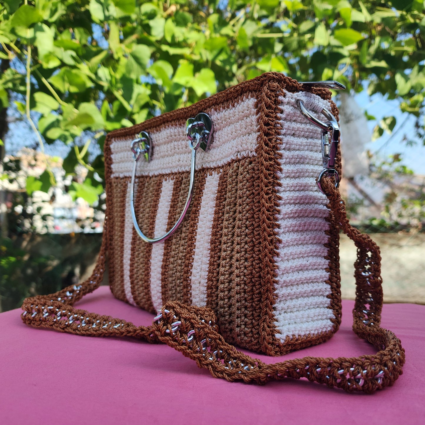 White with Dark and Light brown in love frame